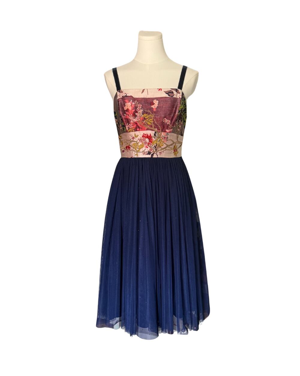 Anthropologie Moulinette Soeurs Tapestry Tulle Party Dress Navy Sz 6